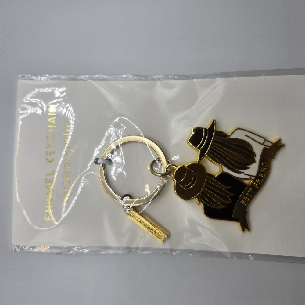 Gold and Black Enamel Keychain